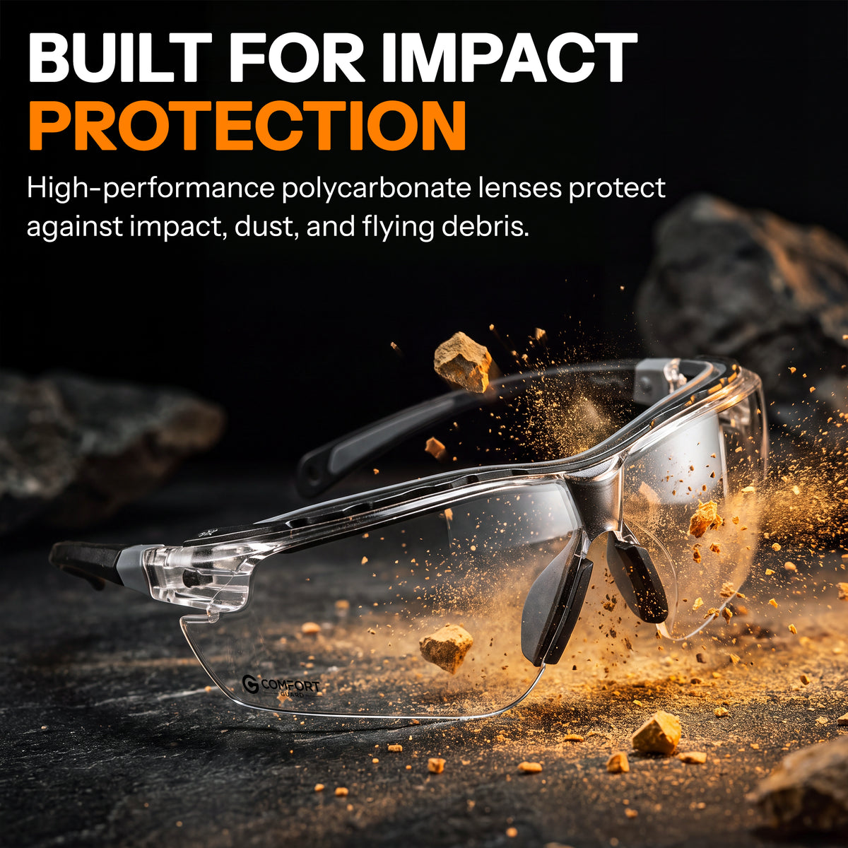Safety Glasses for Work – Clear Anti-Fog Eye Protection Glasses with Fully Adjustable Extendable Arms, Wraparound Protective Glasses for DIY, Construction & Workshop Use
