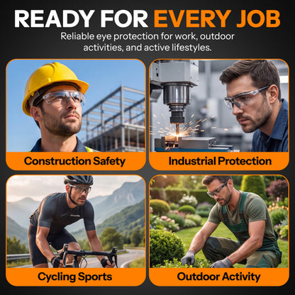 Safety Glasses for Work – Clear Anti-Fog Eye Protection Glasses with Fully Adjustable Extendable Arms, Wraparound Protective Glasses for DIY, Construction & Workshop Use