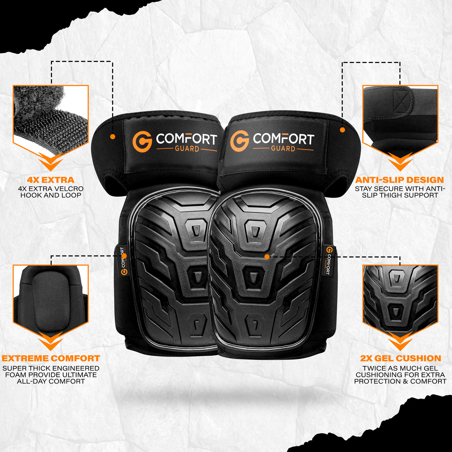 Knee Pads With Gel Inserts - Pro BLACK